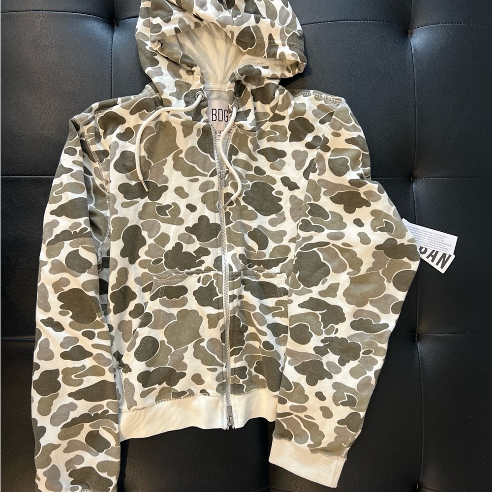 BDG Kids Green and Cream Camouflage hoodie MEN